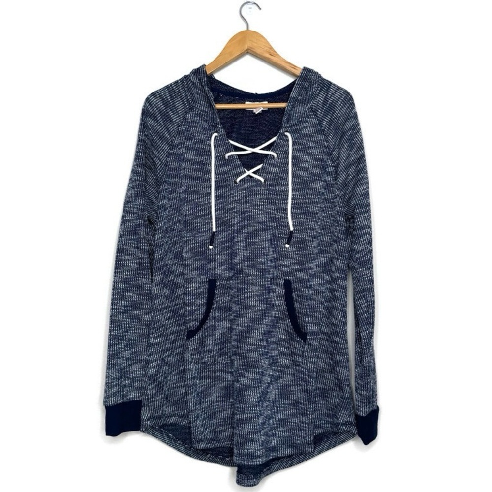 Arizona Blue And White Criss Cross Tie Pullover Hoodie Sweater Women’s Size XXL